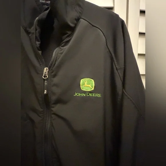 John Deere Jacket Men’s XL Black Soft Shell Windproof Microfleece Zip Workwear - Picture 3 of 9